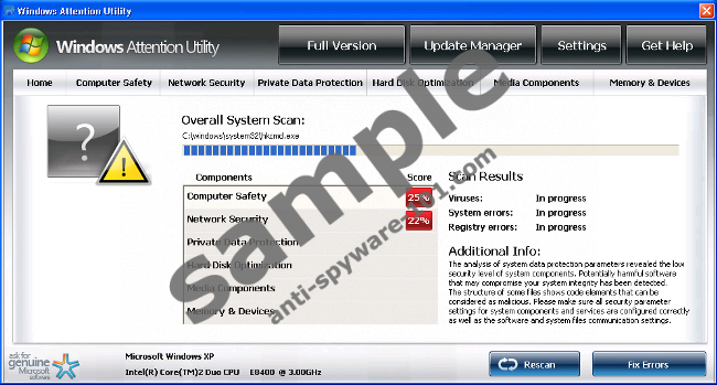 Windows Attention Utility removal