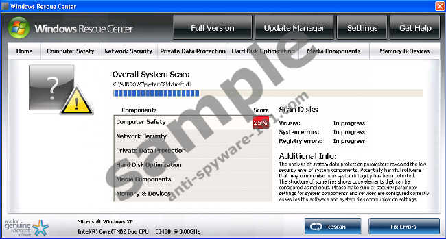 Windows Rescue Center removal